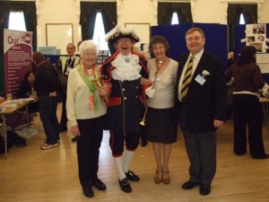 Town Cryer and particpants at Independence Day event